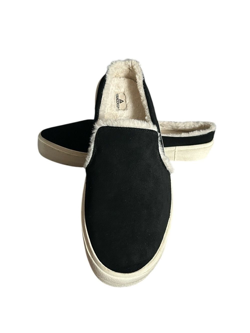 Staheekum Women's Cozy Camp Mules in Black Suede and Faux Fur Lining Size 9